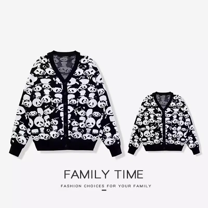 

Family Knit Cardigan Dad and Baby Matching Clothes Mom and Son Daughter Sweater Parent-child Knitted Coat Children Jumper Jacket