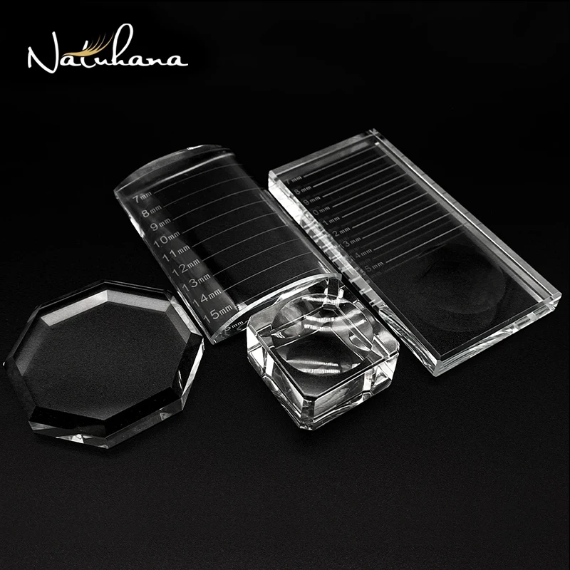 NATUHANA Transparent Eyelash Extension Crystal Glue Holder Pallet Ceramic False Lash Tile Eyelash Stand Makeup Tool