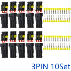 10 Set 3 Pin Female And Male Way Waterproof Electrical Wire Automotive Connector Plug For Car