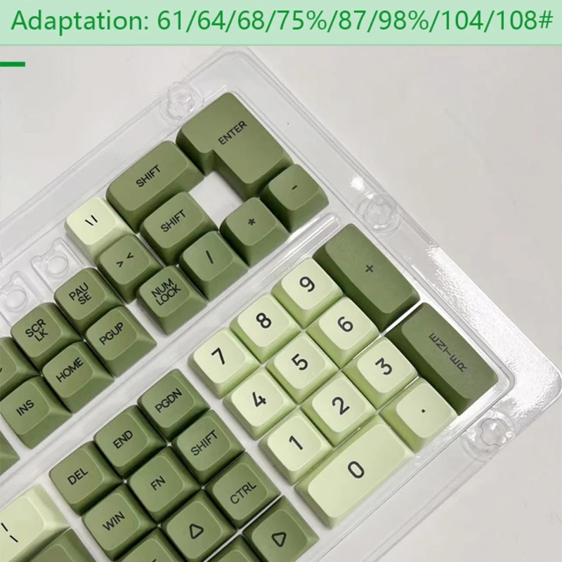 Teclas verdes Matcha DN59, sublimación tinte, perfil XDA grueso PBT para interruptores MX, juego teclas teclado 125