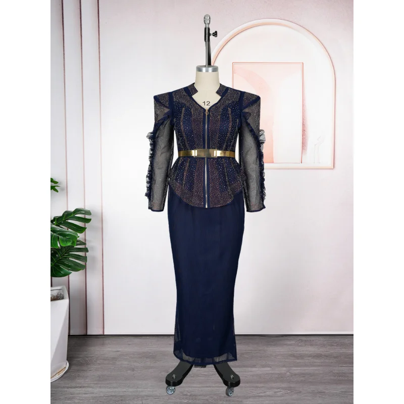 African Dresses for Woman Plus Size Dashiki Sequin Maxi Long Dress Elegant Turkey Muslim Wedding Evening Gown Africa Clothes