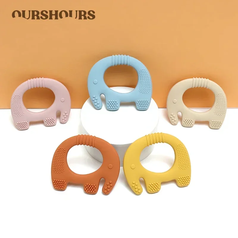 

Cute Elephant Silicone Teething Chewing Toy for Newborn Food Grade Infant Teether Ring Molar Nursing Toys BPA Free Baby Stuff