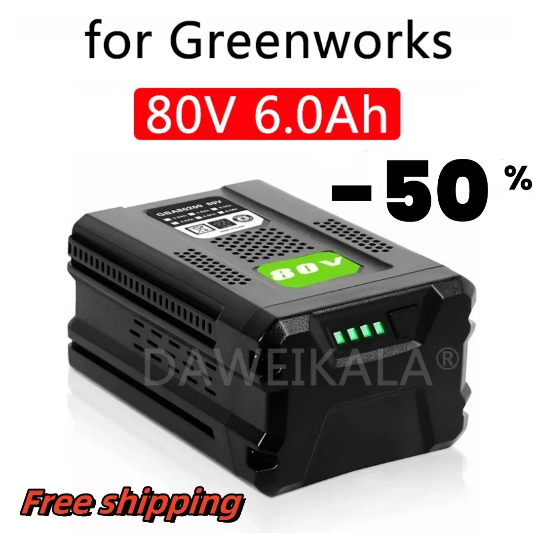 

for Greenworks 80V Replacement Rechargeable Battery 6.0Ah Lithium Ion Battery for GBA80200 GBA80250 GBA80400 GBA80250 GBA80500