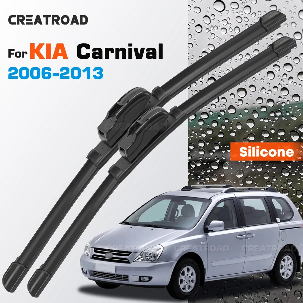 

Silicone Wiper Blades Fit For KIA Carnival VQ 2006-2013 Coated Silent HD Wear-Resistant Car Windshield Wipers 26"+18"