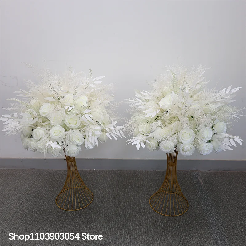 Künstliche Blumen, dichte Nebelgras-Serie, luxuriöse weiße Rosen, Hochzeitsdekoration, Blumenkugeln, großartige Party, Tischdekoration für Zuhause, Requisiten – Detail 8