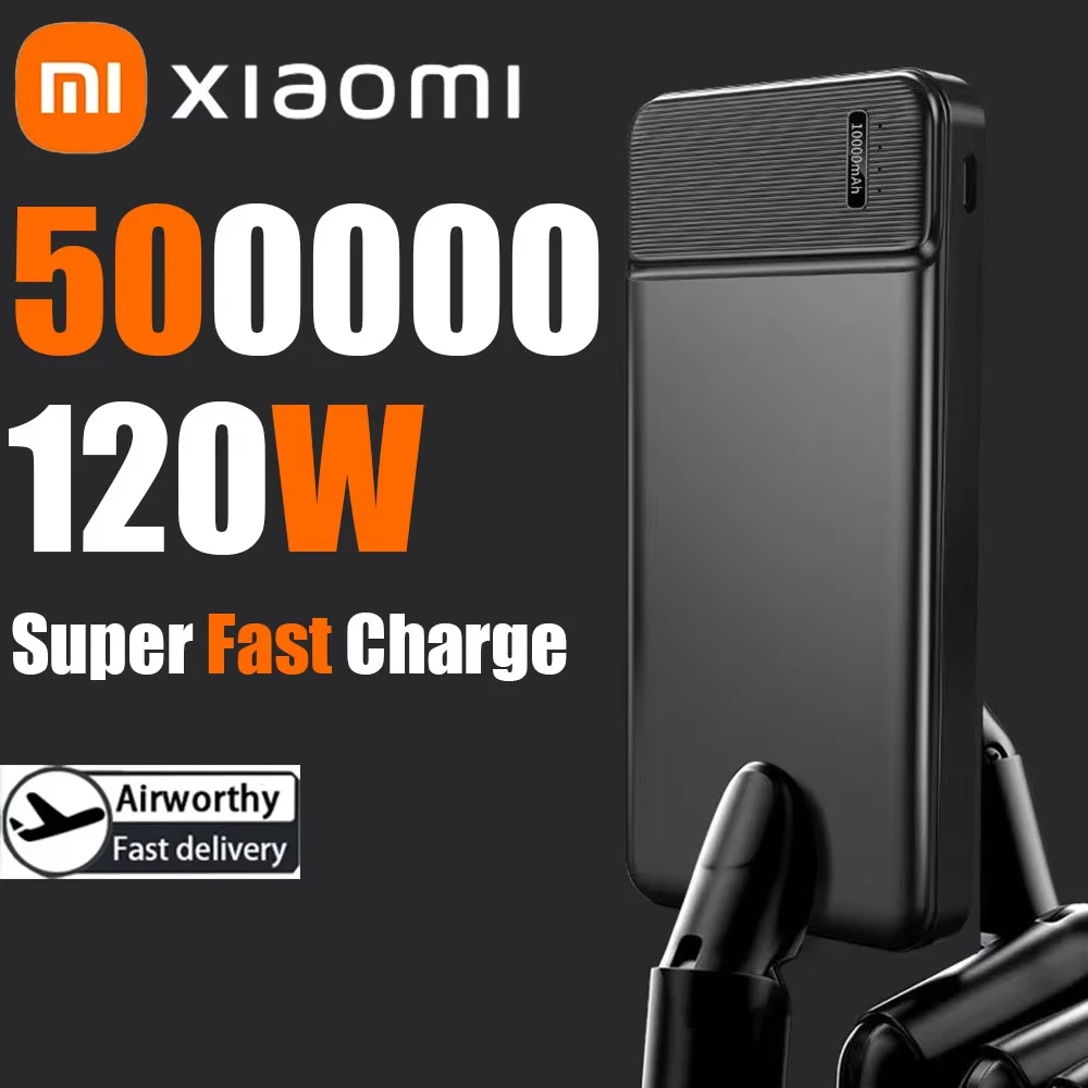 

Портативное зарядное устройство Xiaomi 500000 мАч, 120 Вт, быстрое зарядное устройство, внешний аккумулятор, PowerBank высокой емкости для iPhone Samsung