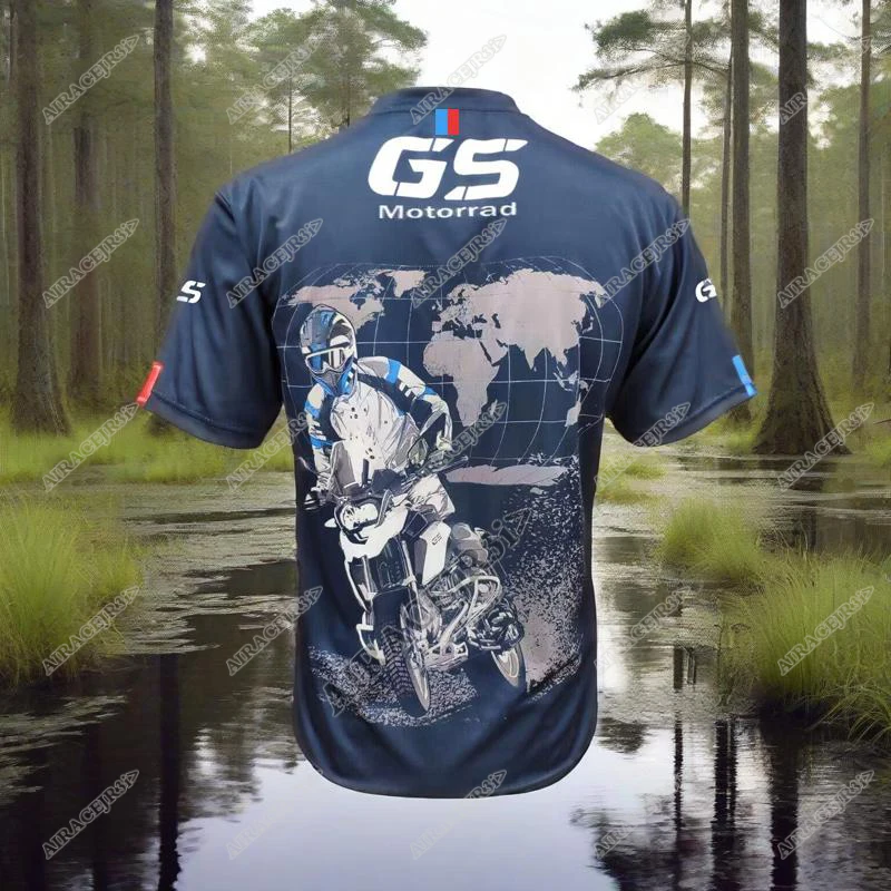 Motorrad لسيارات BMW R1250 GS دراجة نارية رياضة السيارات قمصان سباق مغامرة ركوب الخيل الرياضة السفر تي شيرت الصيف سريعة الجافة الأزرق الداكن