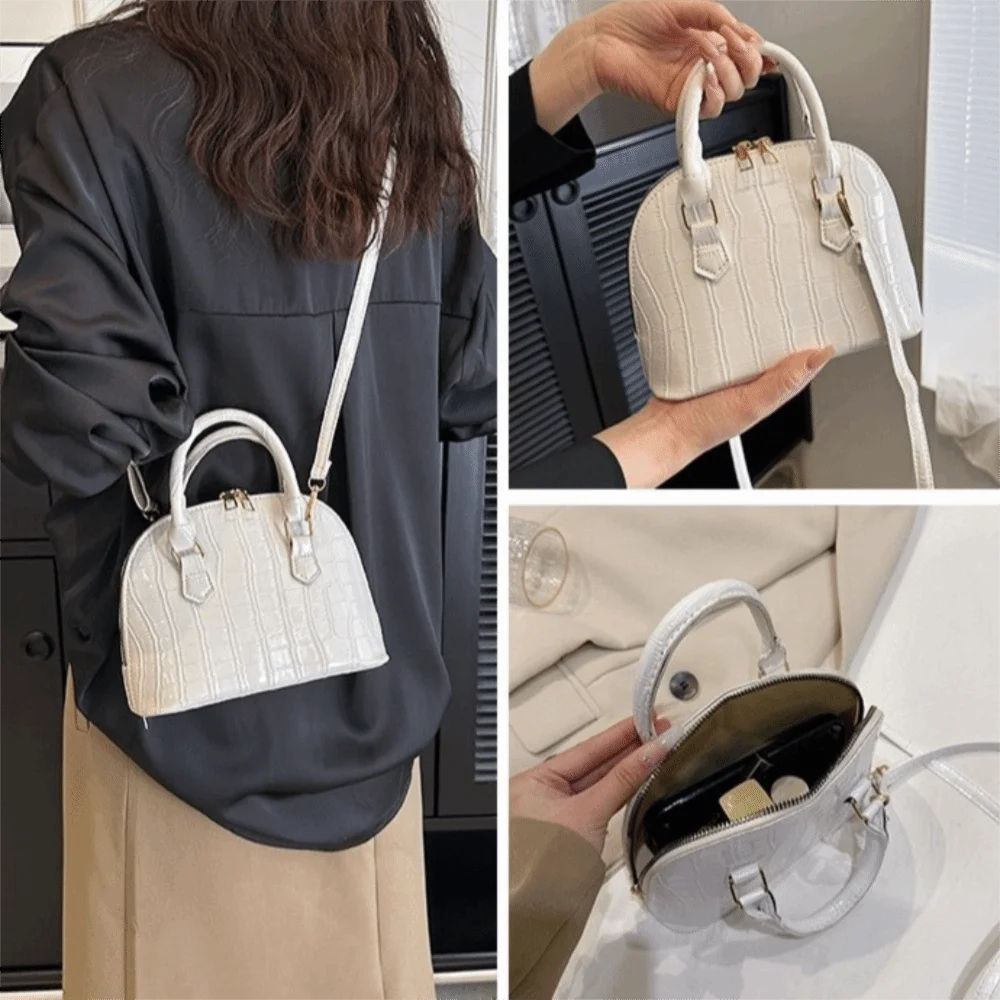 

Модная сумка в виде ракушки во французском стиле с крокодиловым узором, мини-сумка на плечо из искусственной кожи, универсальные портативные женские сумки на каждый день