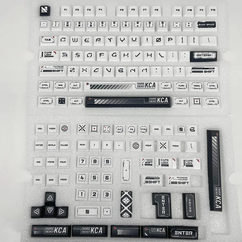 Technology Keycap Black White KBT KWT Original Design 142 Keys KCA Profile DYE Sub ISO Enter 1.75u 2u Shift 3U 6.25U 7U Spacebar