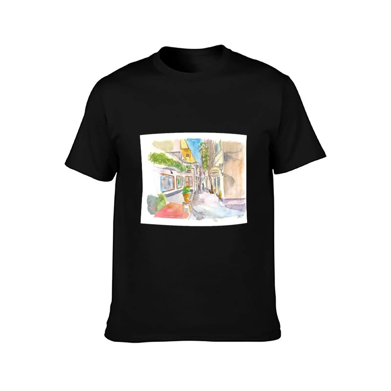Capri Italy Crooked Alleys Stroll T-Shirt Fashion Graphic Tee for Men T-Shirt