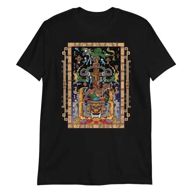 Camisa Pakal del rey maya, camisa de la civilización maya antigua, camiseta de astronauta maya, ropa azteca nativa mexicana, ropa azteca