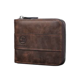 New Men's Zipper Card Holder Color Block Short Wallet PU Leather Large Capacity Card Holder Vintage Multifunctional Card Bag Coi