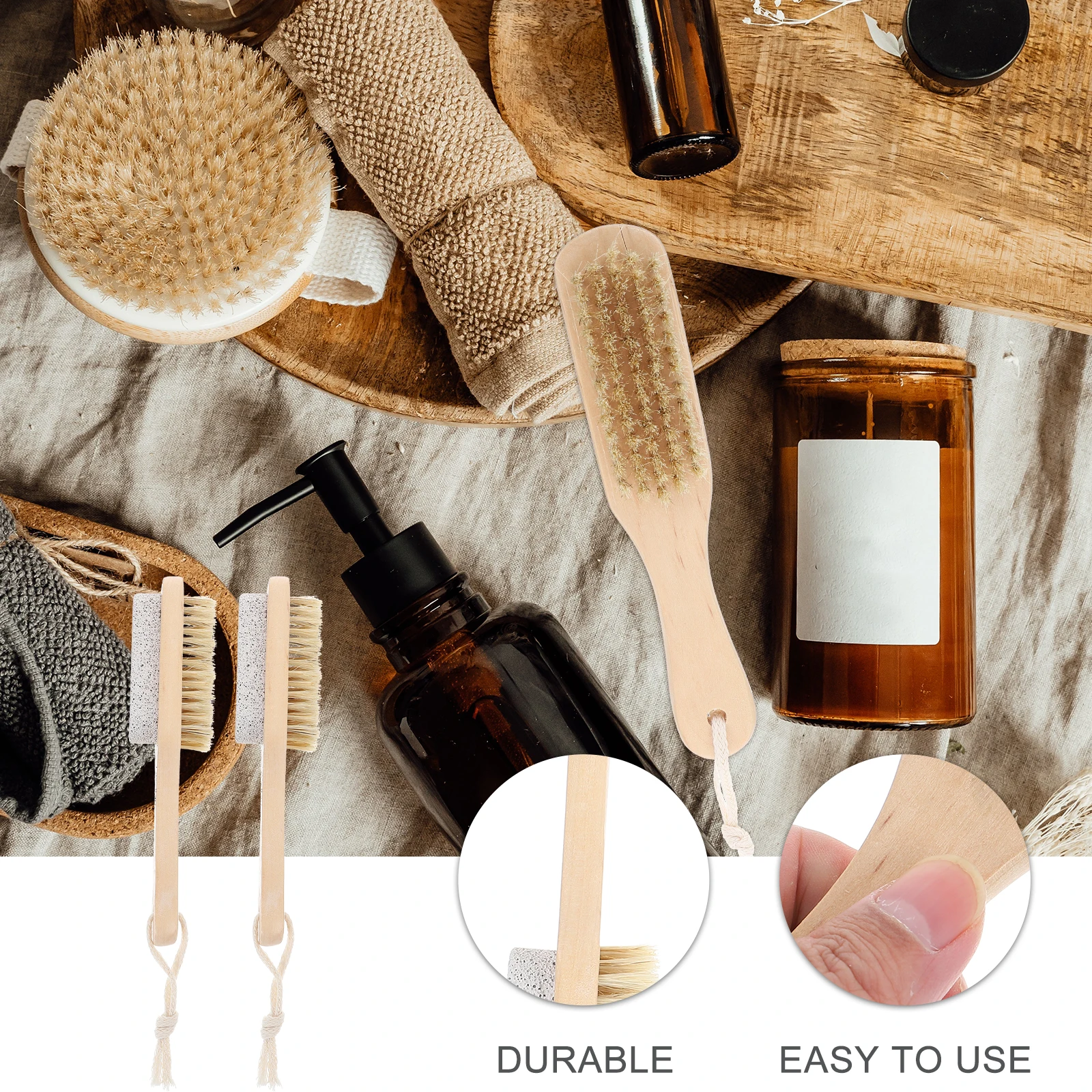 

2pcs Exfoliating Scrub Brush Frosted Foot Scrubbing Tool Premium Wood Callus Remover Pedicure File Hard Skin Grinder Durable