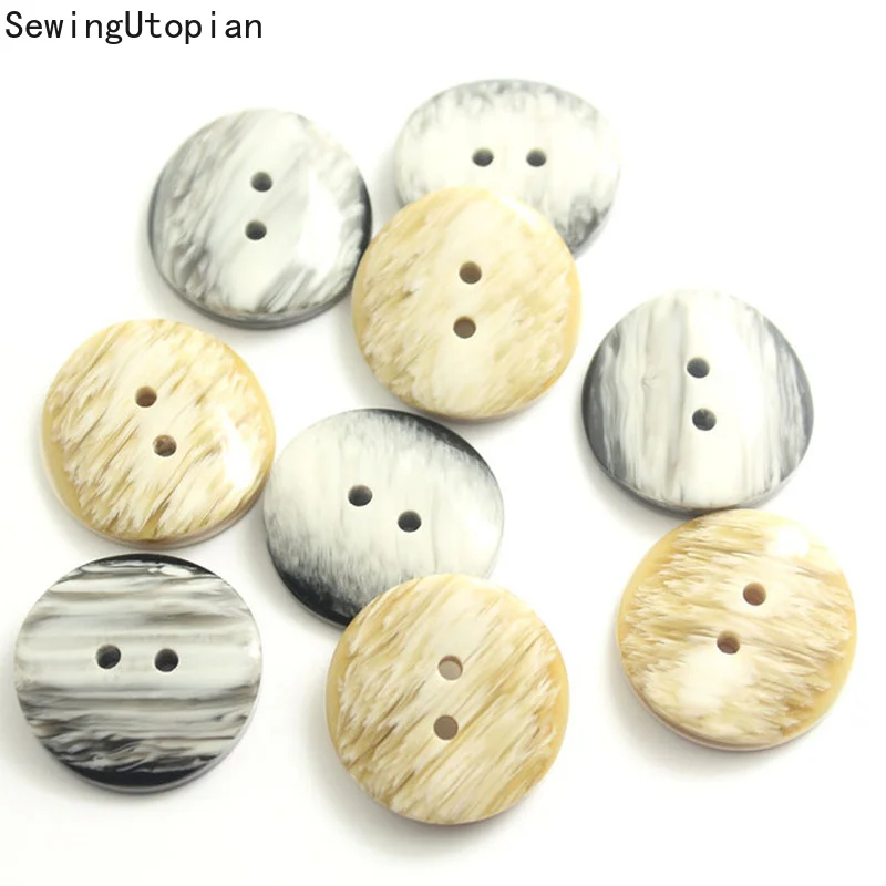 10PCS 2-Holes Buttons High Grade Two Eye Resin Arch Coat Button Fashion Pattern Windbreaker Button Spot Wholesale 15-30mm