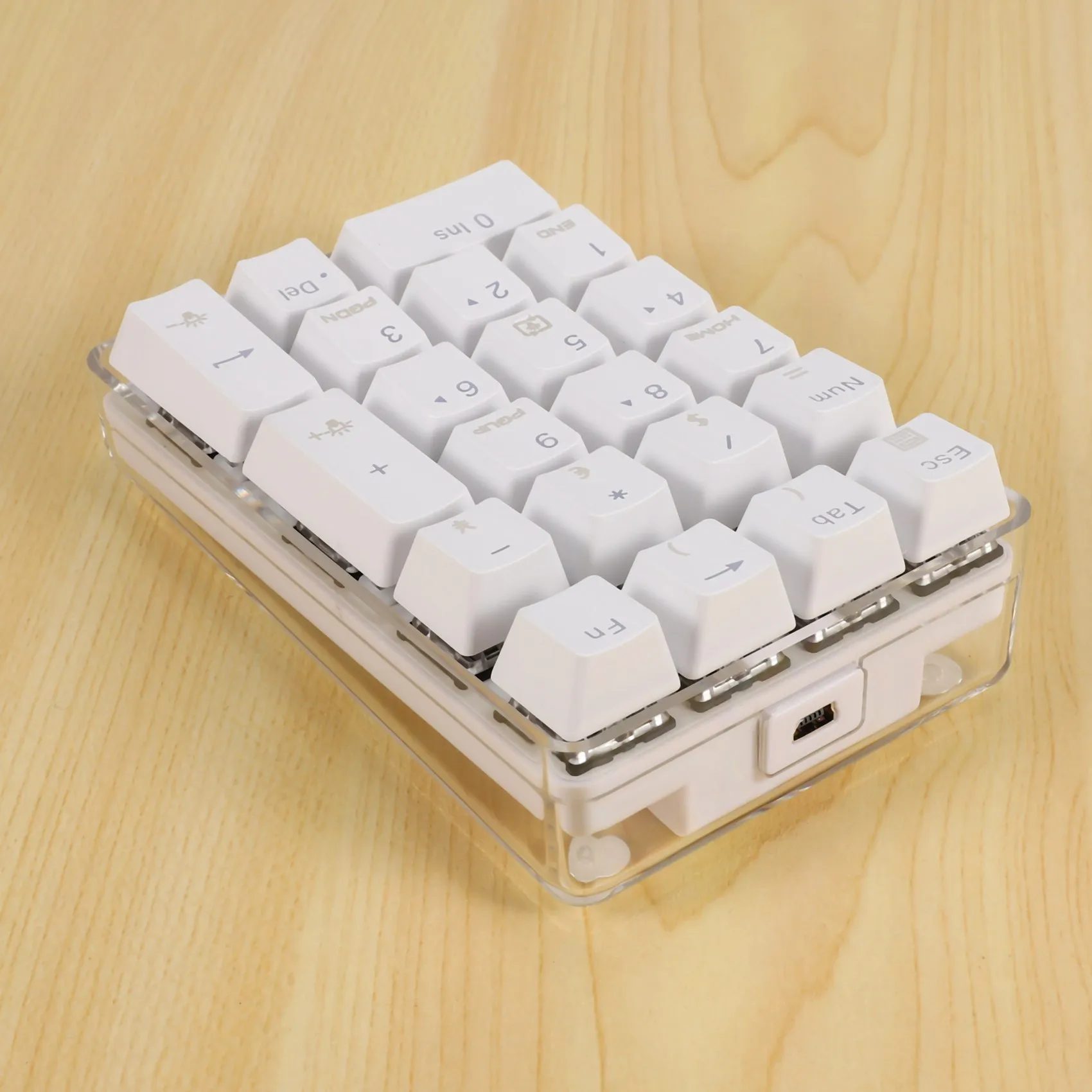 GATERON-Clavier numérique mécanique avec interrupteur marron, clavier de jeu filaire, boîtier en cristal, rétroéclairage blanc, 21 prédire, mini pavé numérique