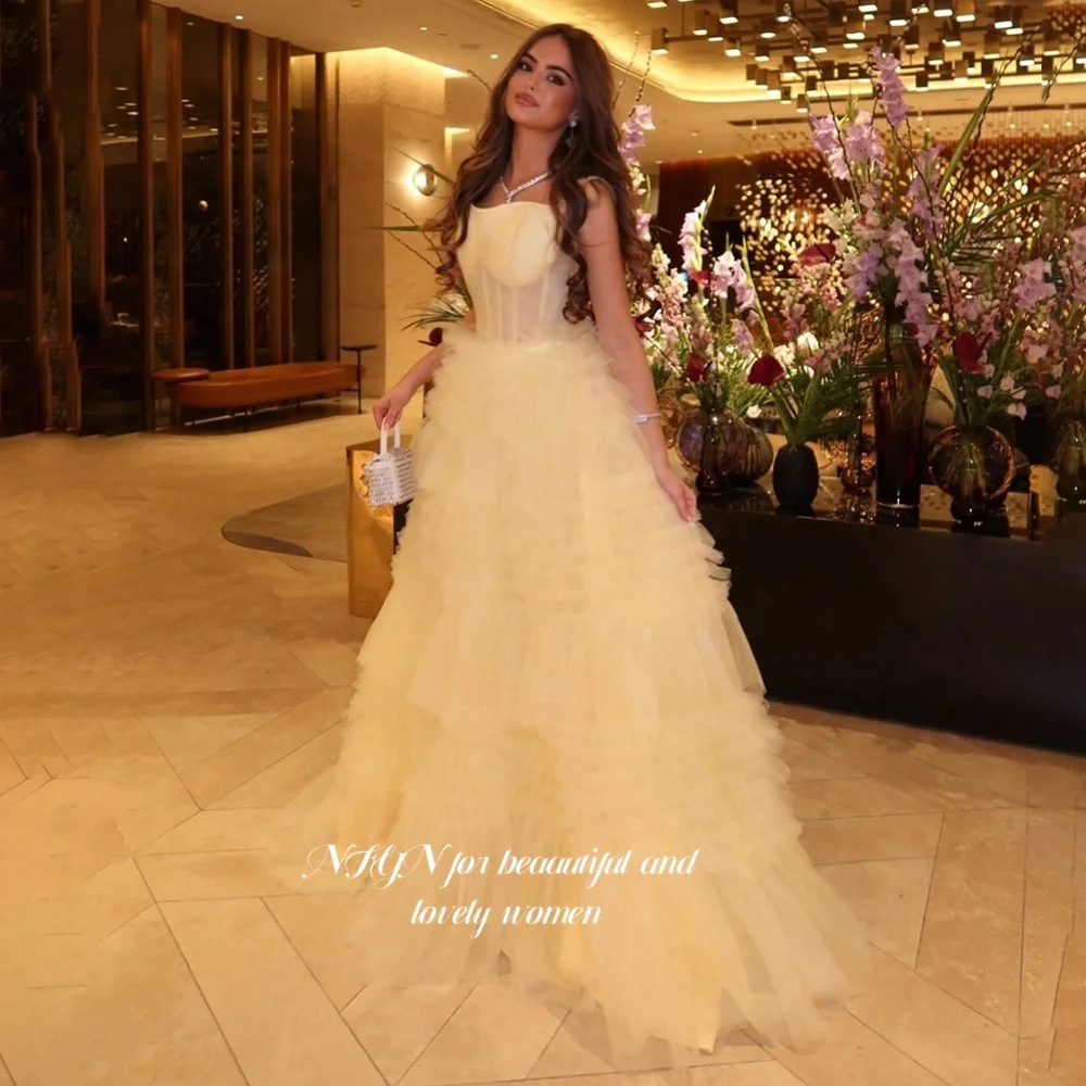 

NFYN A Line Prom Gown Sweetheart Evening Party Gowns Multilayers Gala Princess Gowns for Women Customized