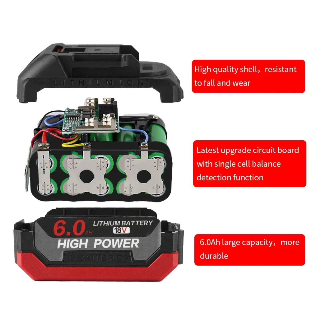 Rechargeable 18V 6.0Ah Lithium Ion With Charger With Display High Capacity For Makita Electric Chain Saw Power Tool Battery