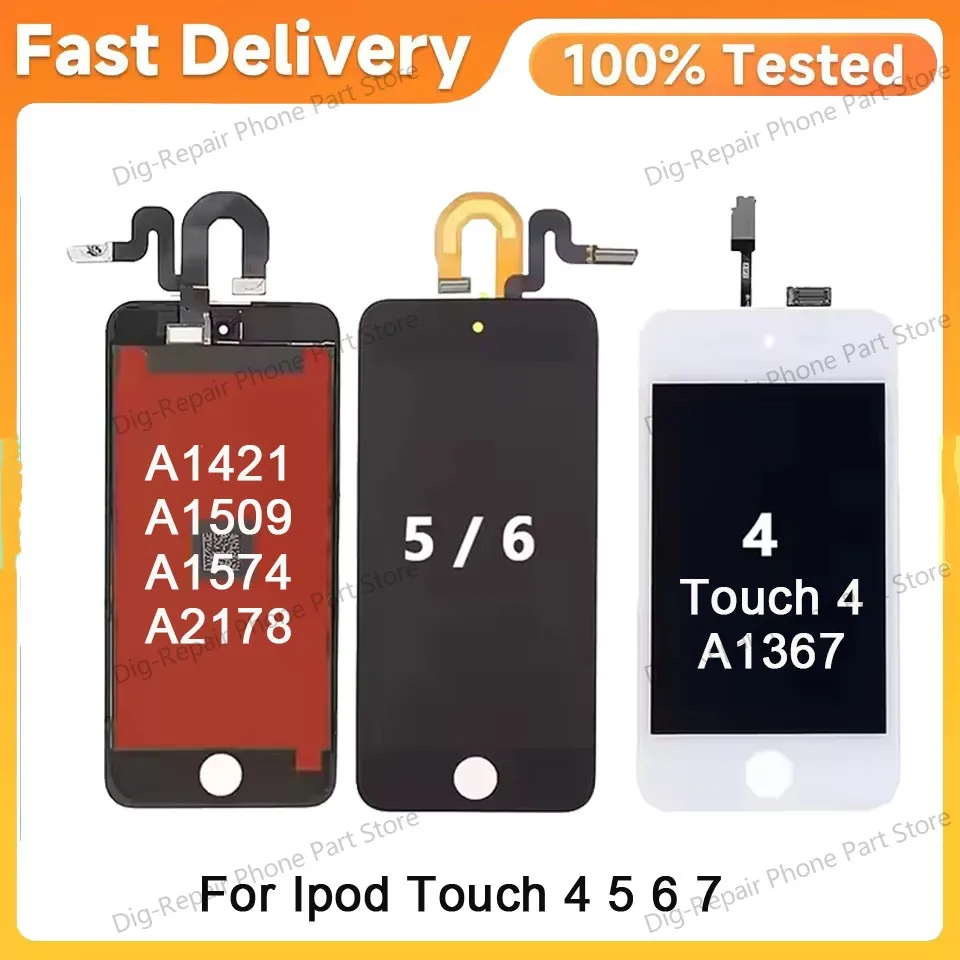 Pantalla LCD probada y conjunto de pantalla táctil para Ipod Touch 4 A1367 5 5th A1509 A1421/6th A1574/7th A2178 Panel táctil lcd