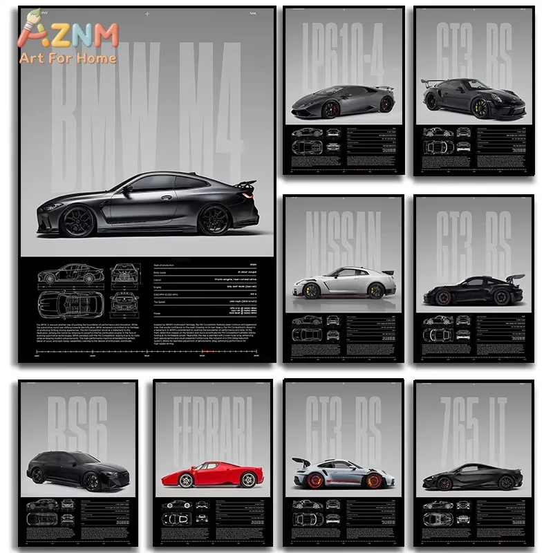 1 Stück Einfache Wandkunst Autos Luxuriöse Ästhetik Supersportwagen HD Leinwanddruck Poster Wohnzimmer- und Schlafzimmerdekoration