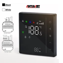 24V 220V NC/NO Valve 3-Speed Touch Screen Thermostat for Temperature Control Fan Coil Unit Work with Duct System