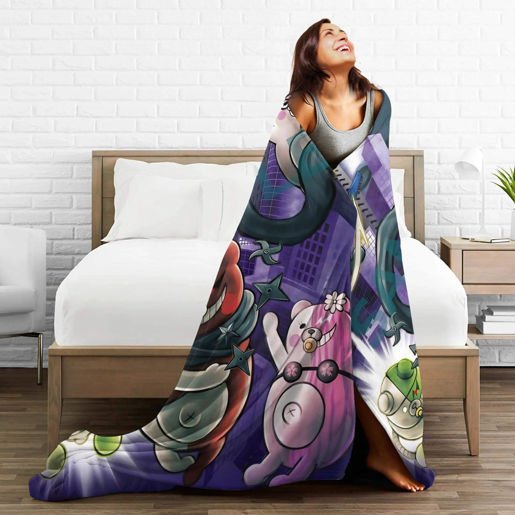 Danganronpa أبطال مجموعة أنيمي لينة بطانية دافئة نزهة أفخم رمي بطانية مريحة ديكور المنزل الفانيلا المفرش غطاء السرير