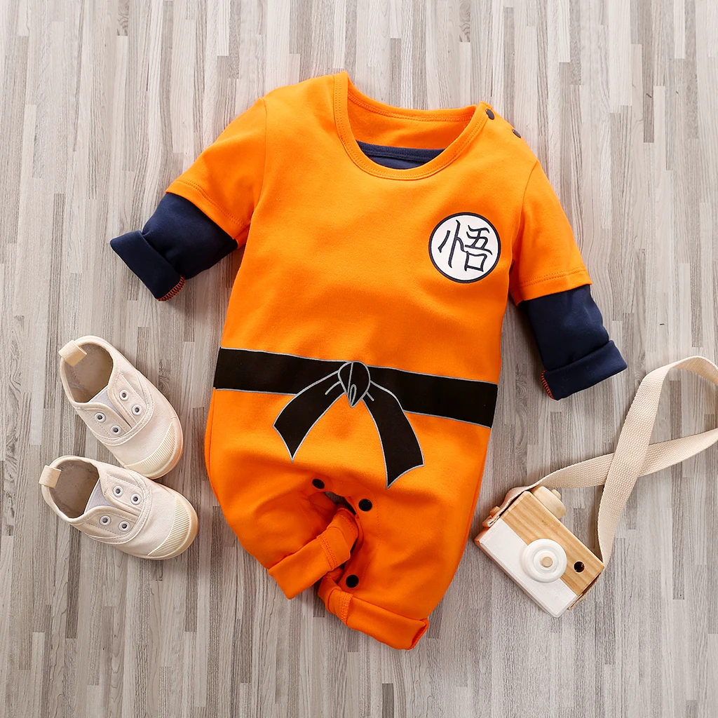 Baby Clothes Boys and Girls Long sleeved Anime Onesie Orange Training Suit Casual 100% Cotton Bodysuit  Spring and Autumn