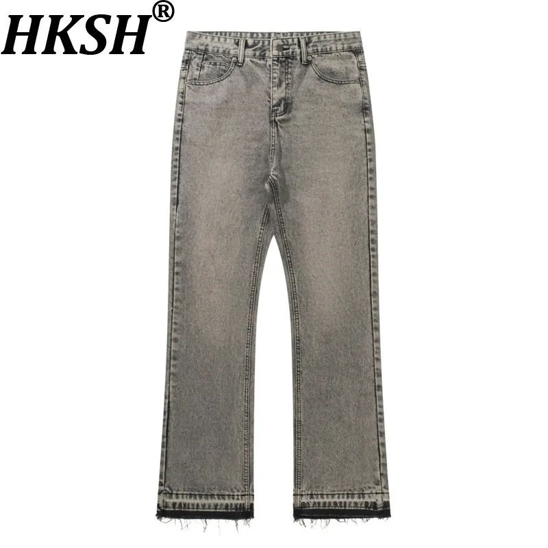 

HKSH весна осень новые мужские потертые винтажные потертые джинсы с кисточками в американском стиле трендовые модные уличные джинсовые брюки HK14111