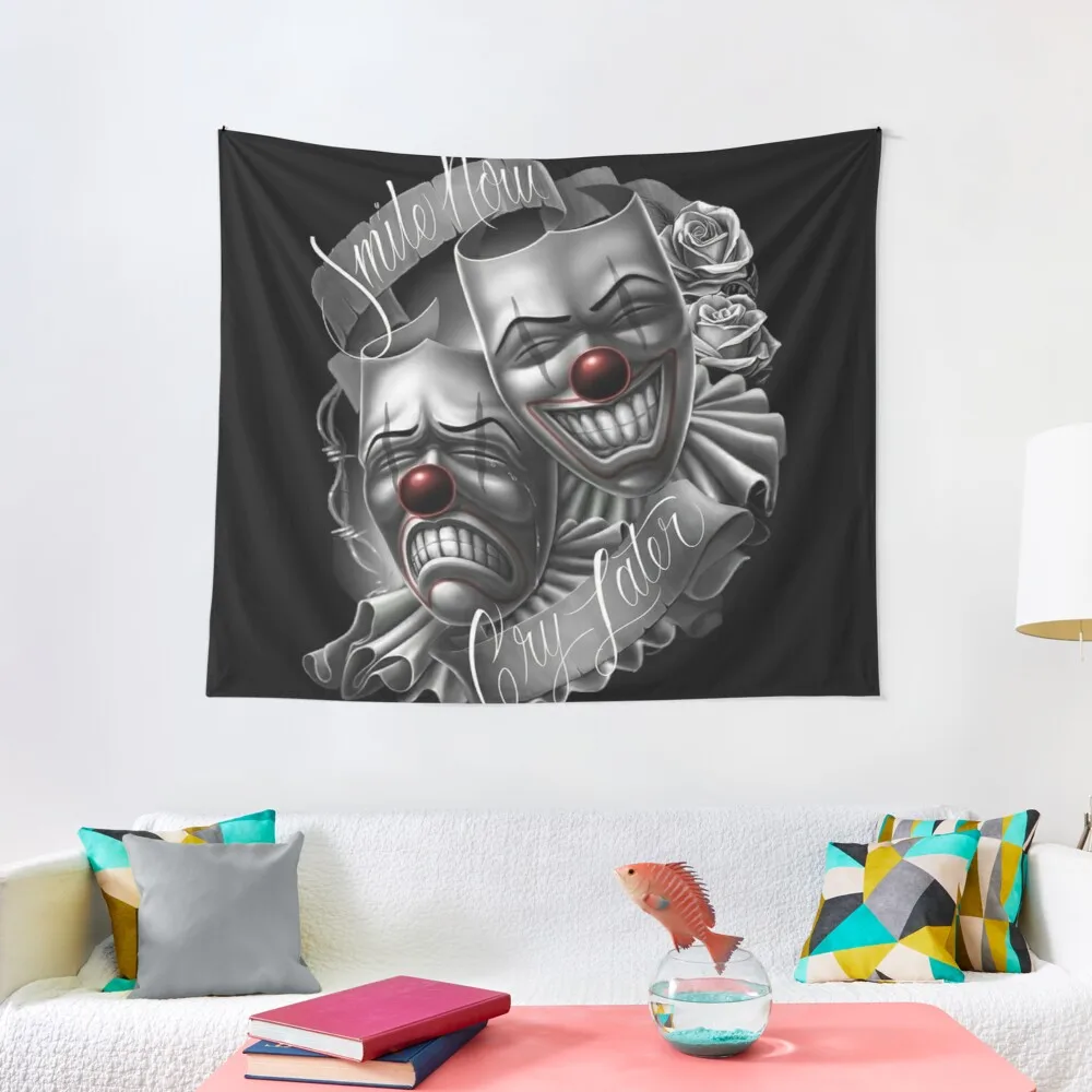 

Smile now cry later clown faces Tapestry decorations for your bedroom outdoor decoration