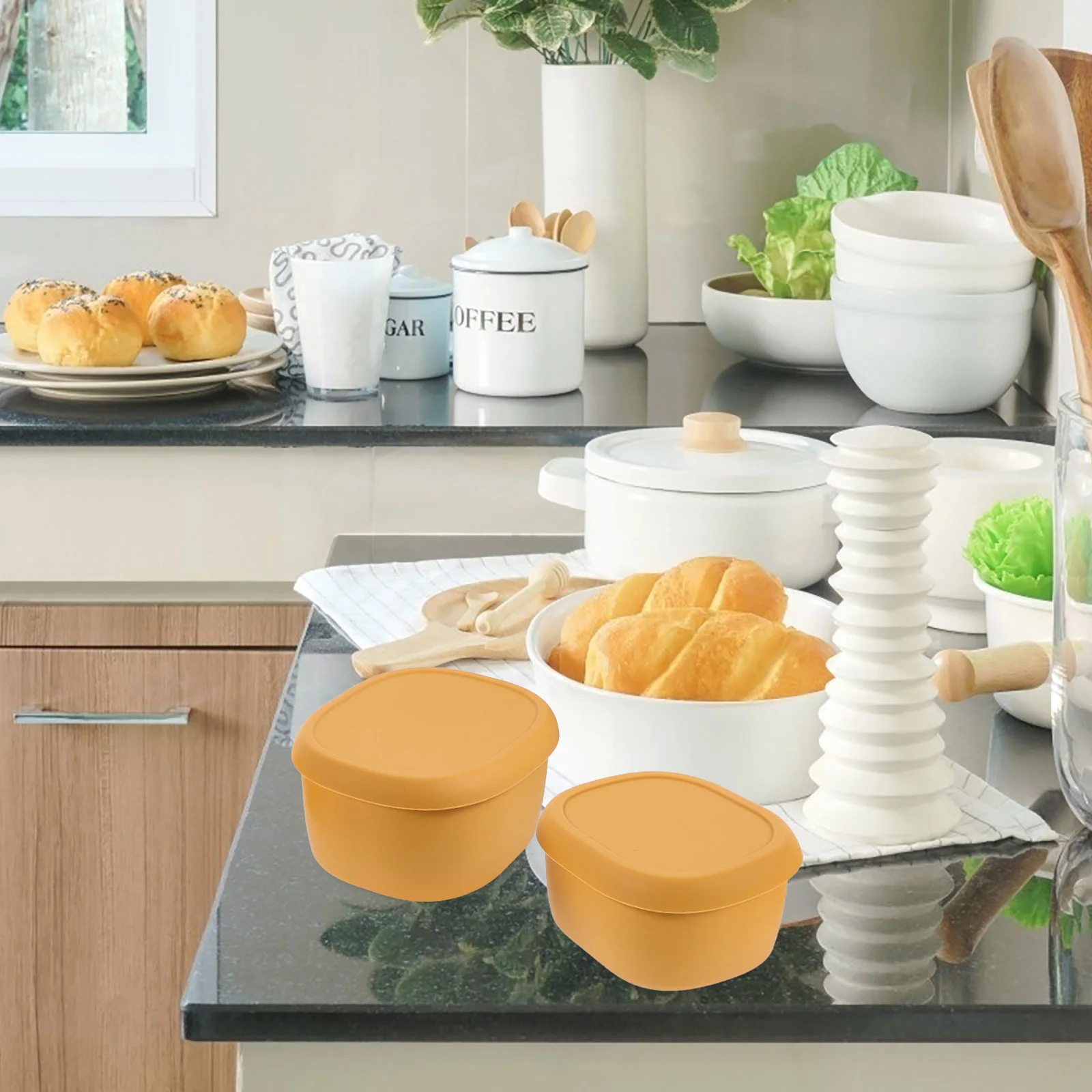 

1 Set Microwaveable Silicone Food Containers Reusable Leak-Proof Compact Portable Meal Storage Boxes For Office Home