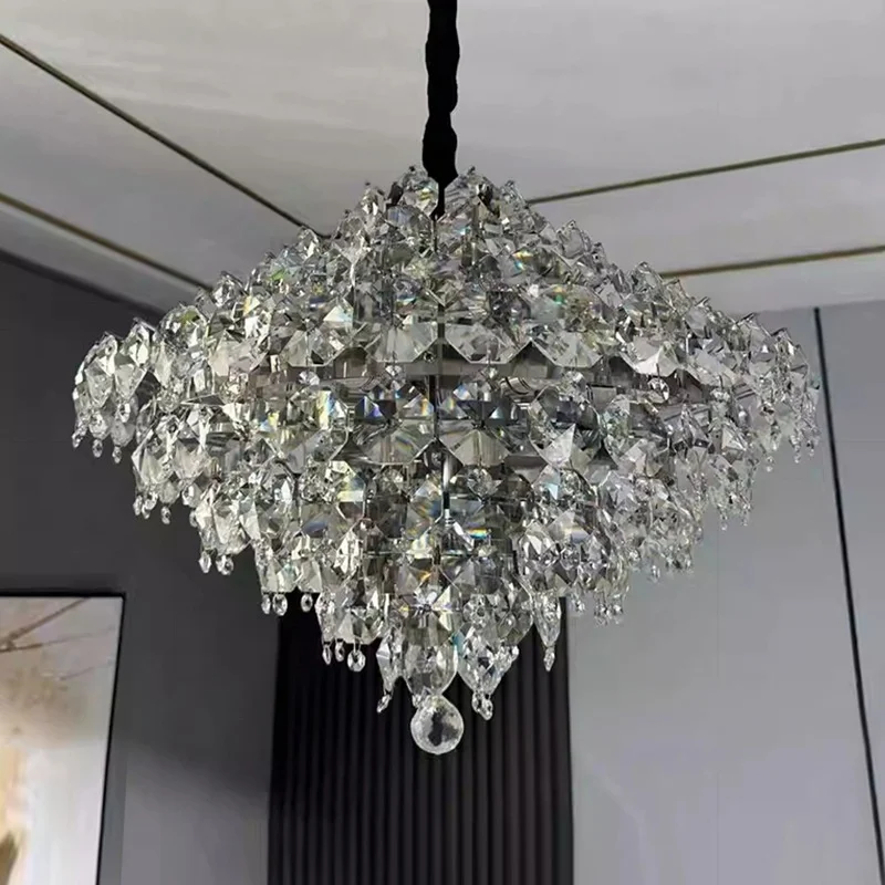 Advanced Atmospheric Led Living Room Crystal Chandelier Home Decoration Villa Staircase Dining Room Bedroom Lighting Fixtures