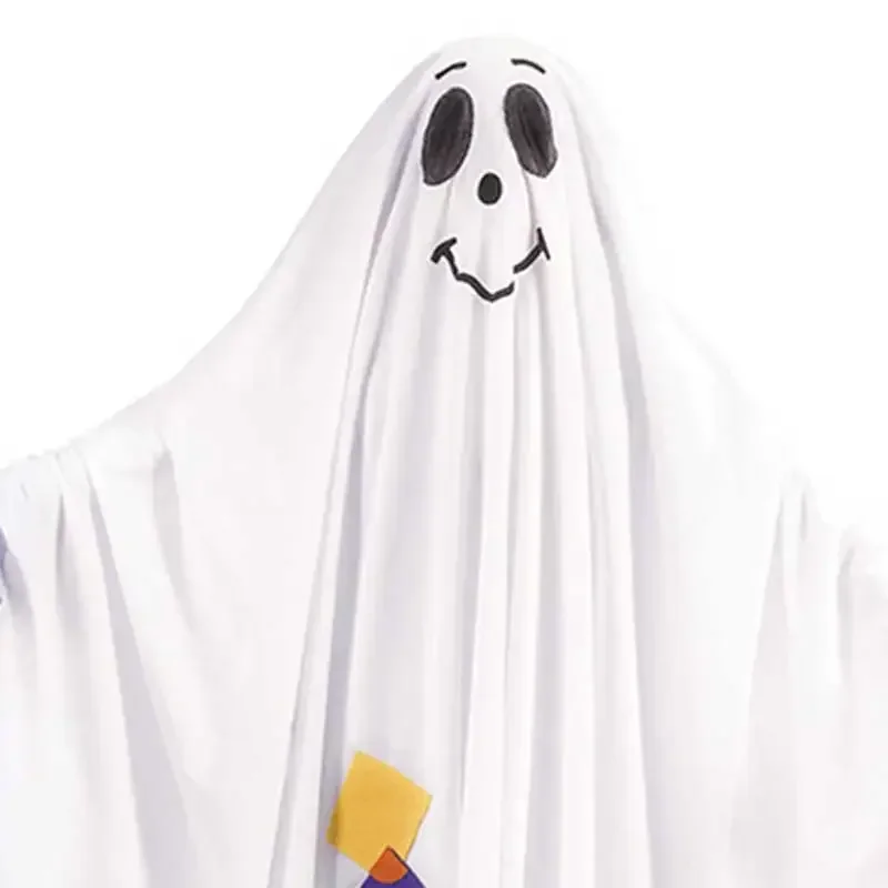 Kids Top Quality Ghost Cloak Long Cape White Tassels Performance Cosplay Party Dress Up Boys Girls Ghost Halloween Costume MN11