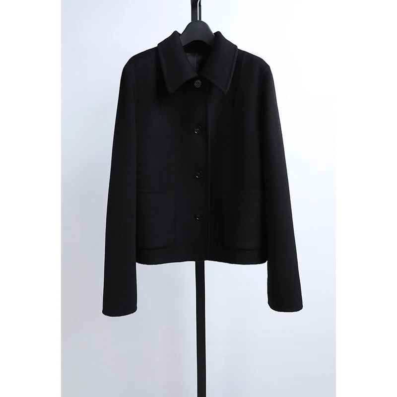 

Двустороннее шерстяное пальто Nice Brand: модная женская куртка с воротником ручной работы, осенне-зимняя, в корейском стиле, прямого кроя, молодежная