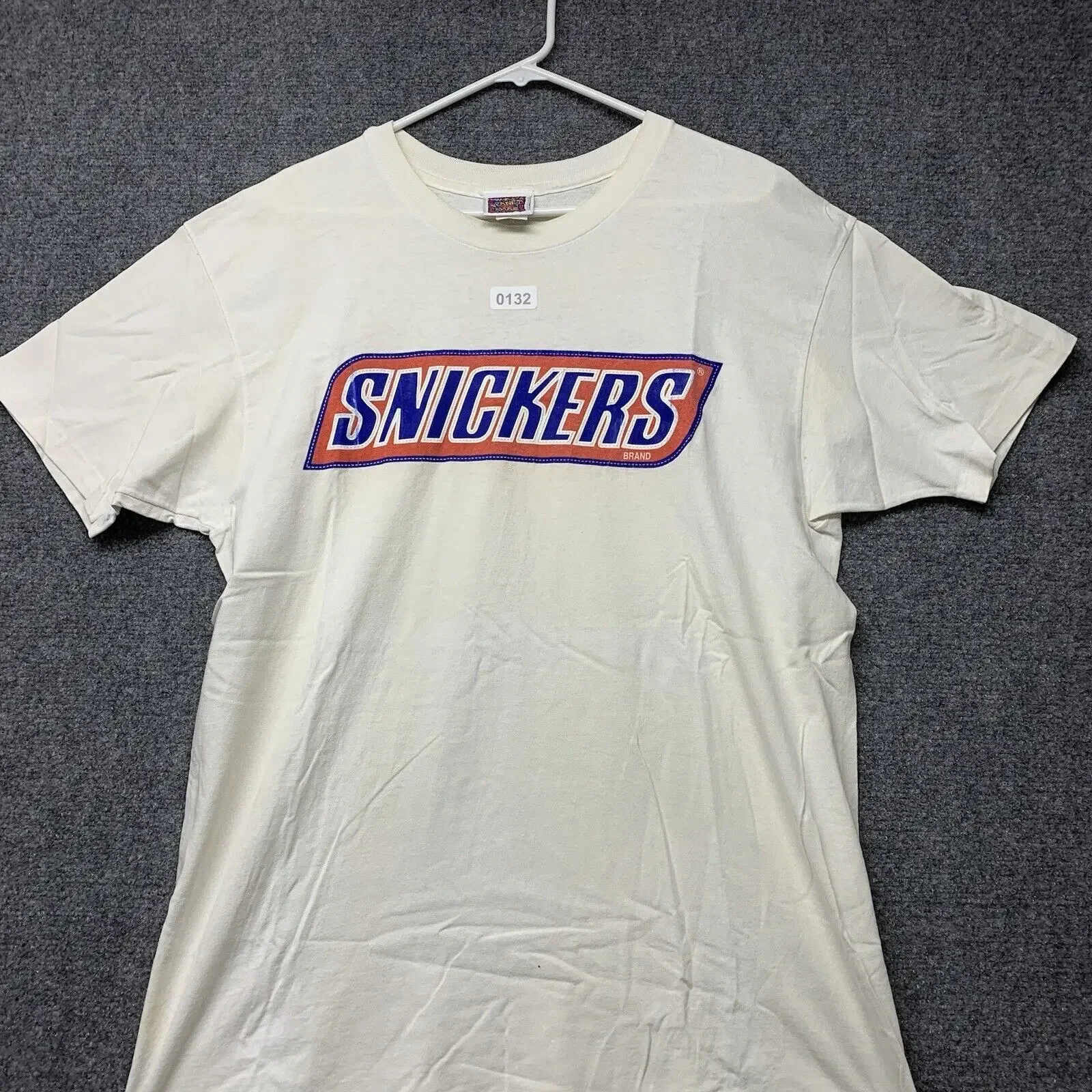 Винтажная футболка Snickers, размер Extra Large с белым рукавом Planet Mars 31x21 Candy