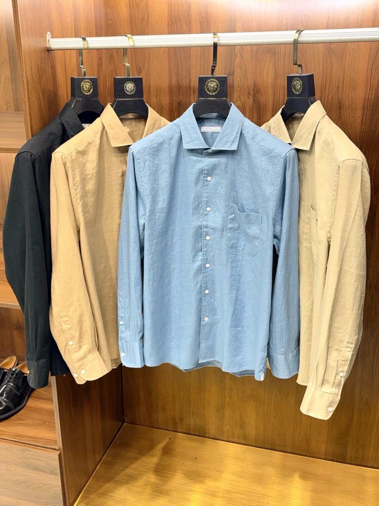 

Faionable Casual Cotton Pique Men's irt Sli Turn-down Collar Busin Casual Summer Wear Comfortable Long Sve irt