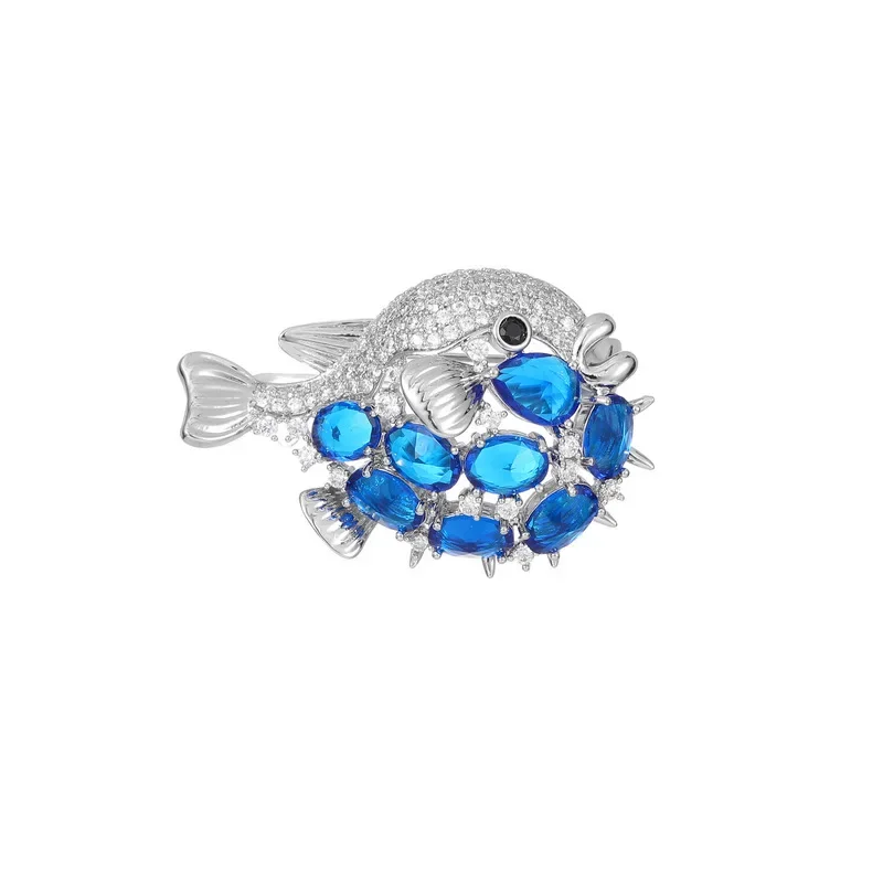102Новая высококачественная брошь в виде маленькой рыбки с цирконом и персонализированной и модной брошью, пряжкой, аксессуарами