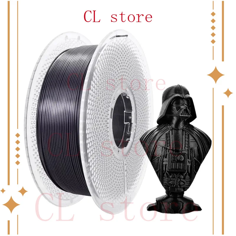 

Нить для 3D-принтера, черные расходные материалы PLA, катушка 1 кг (2,2 фунта), точность размера 1,75 мм +/-0,03 мм, шелковый черный, 1 кг