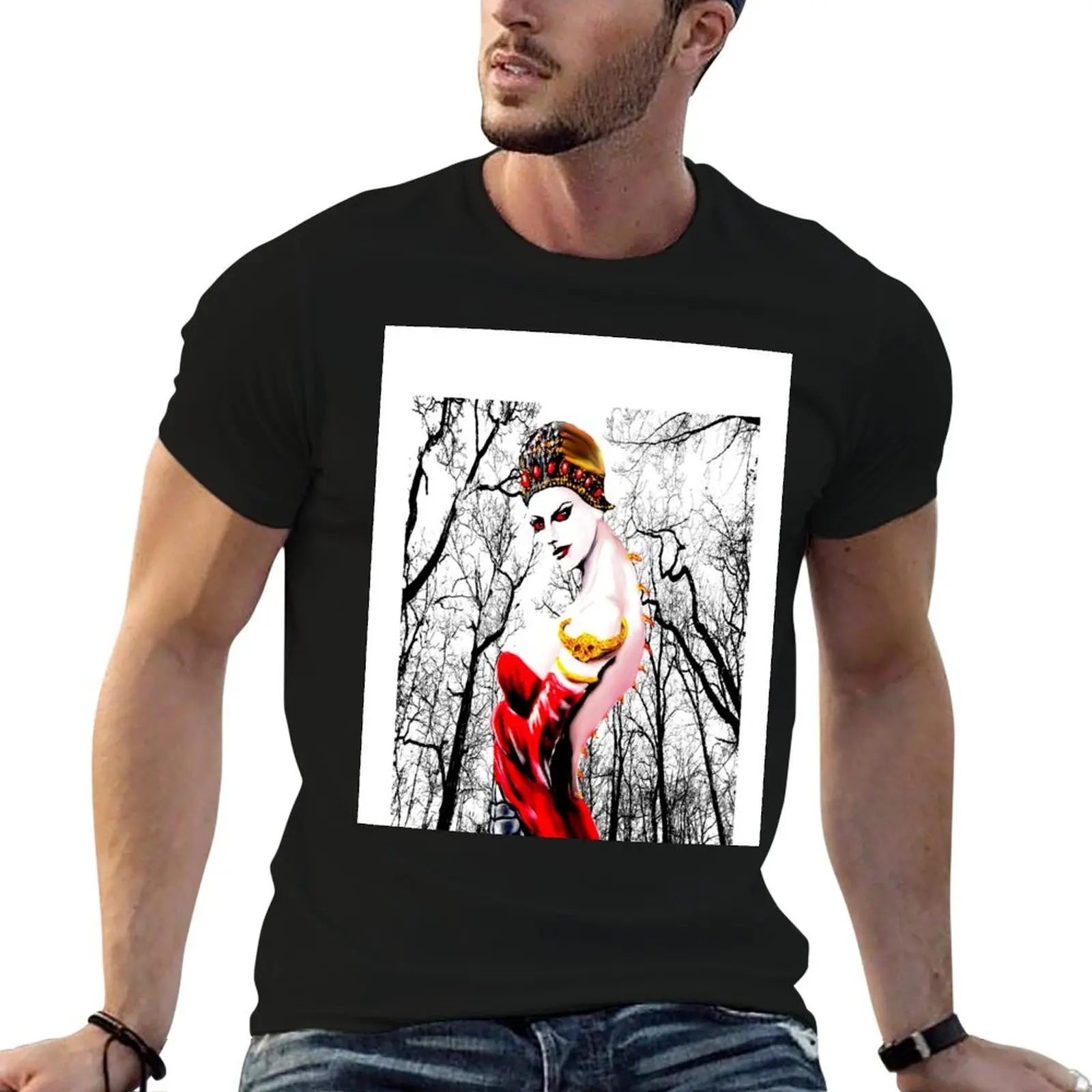 

Snake Princess Tattoo Tee Design T-Shirt blue archive kawaii clothes oversizeds cotton t shirt men