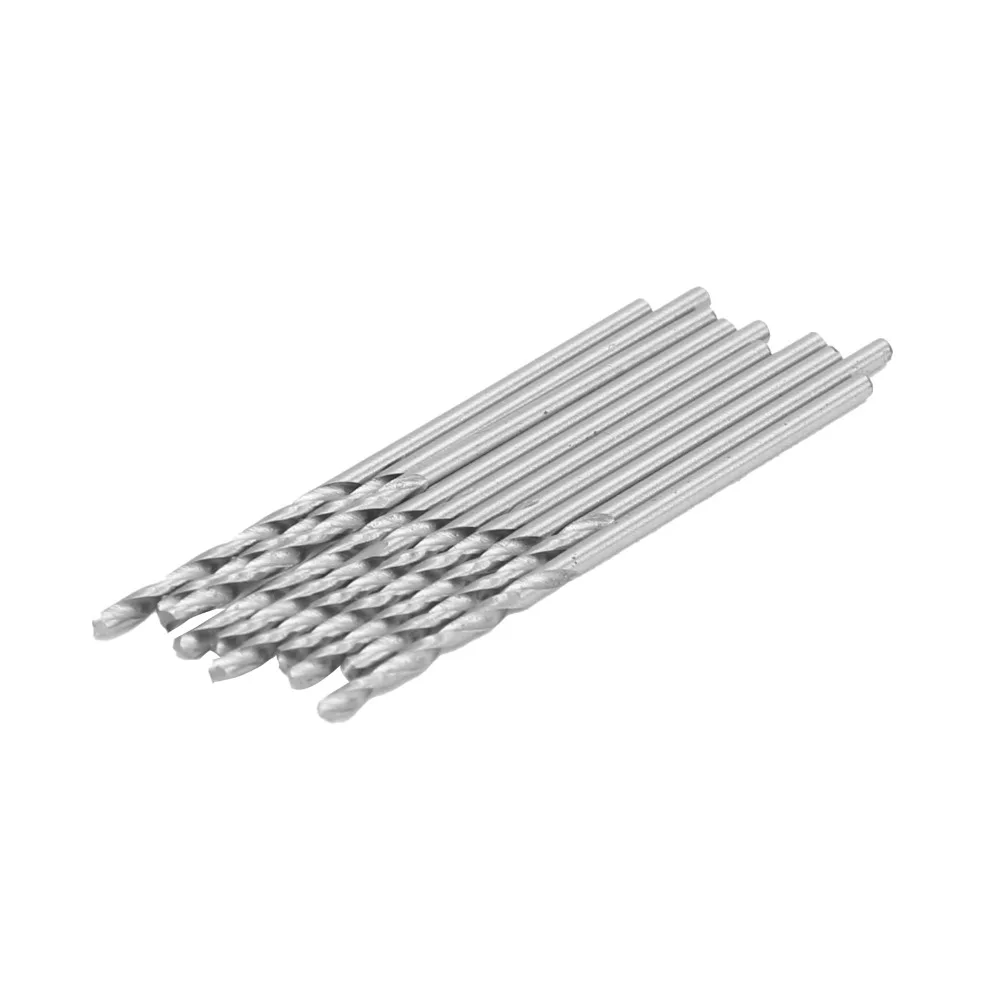 10pcs High-Speed Steel Twist Drill Bits 1.3mm Diameter 118° Point Angle Straight Shank Drill Bits Uncoated Bright Finish