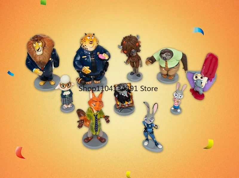 Juego de regalo de juguete con estatuilla Original de Disney Zootopia Nick y Judy, regalo de cumpleaños perfecto para niños y niñas