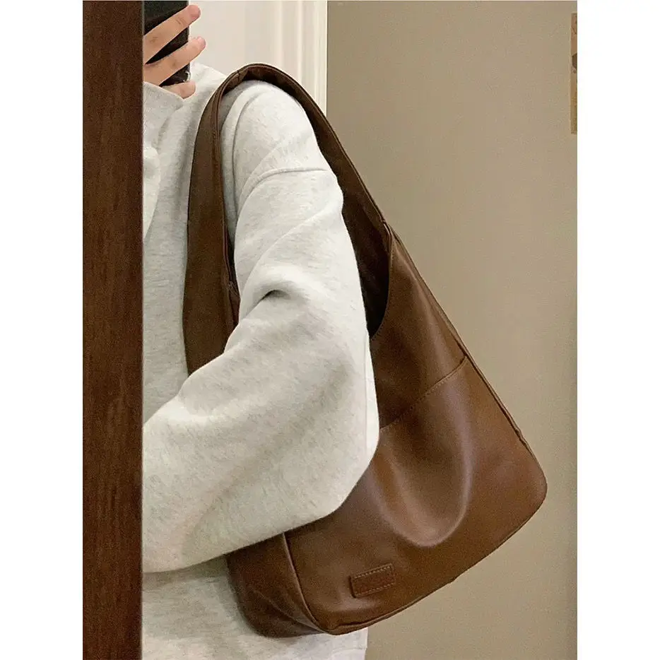 Bucket Bag 2024 Autumn Winter High-End Simple New Commuter College Student Class Shoulder Large Capacity Tote ANI
