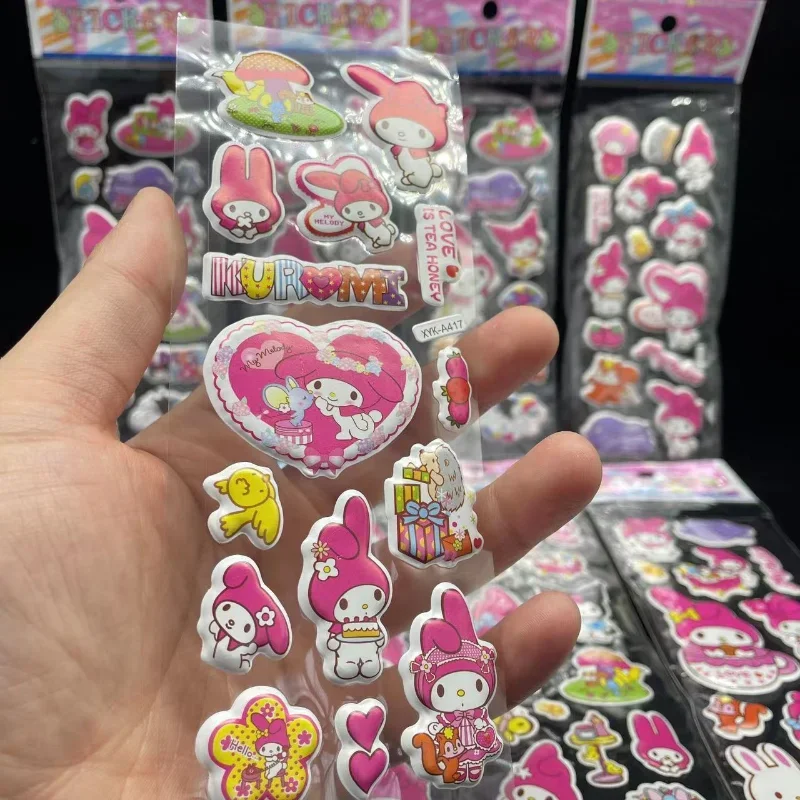 Kawaii HelloKitty stickers three-dimensional 3D bubble stickers cute cartoon Melody mobile phone decoration stickers for girls