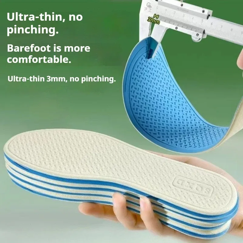 Barefoot-Friendly Summer Insoles Cooling Thin Breathable Latex Ultra Anti-Slip Soft Comfortable Cushioning for Daily Sport Wear