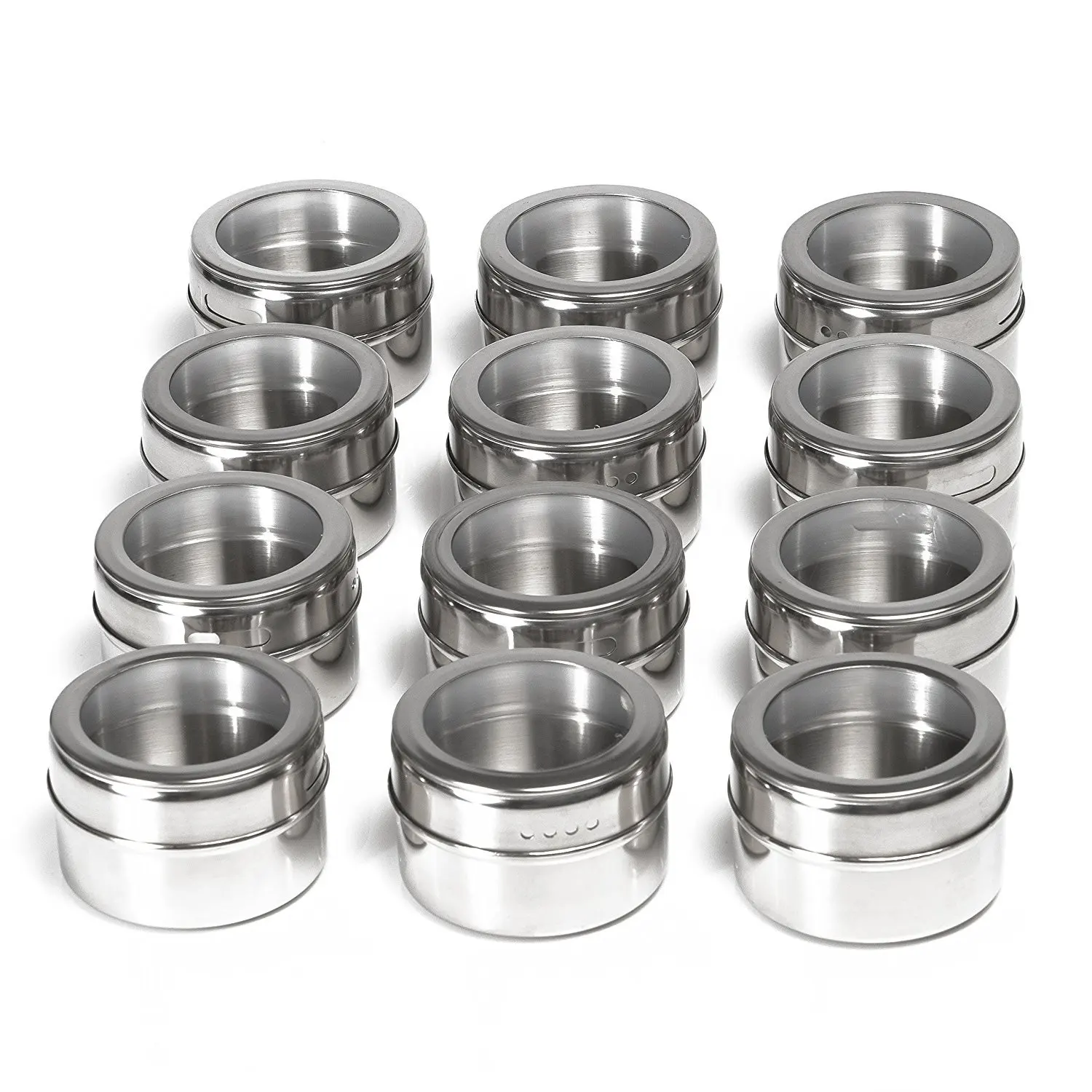 Magnetic Spice Jars With Wall Mounted Rack Stainless Steel Spice Tins Spice Seasoning Containers With Spice Label KC0305