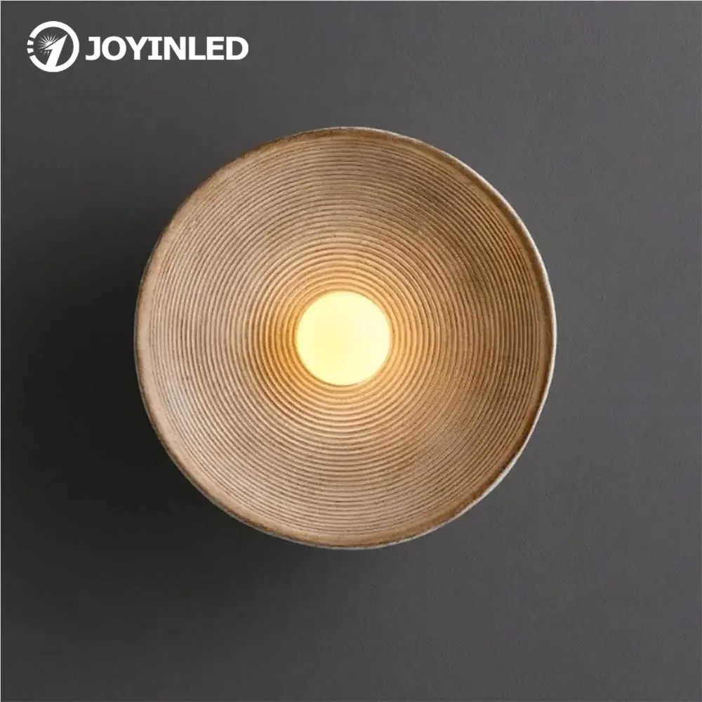 

JOYINLED Vintage Japanese Wall Sconce Eco Friendly Resin Art Bedside Night Light for Living Room Bedroom Dining Room Home Decor