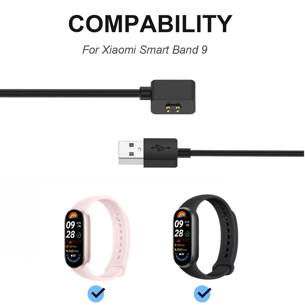 Kabel pengisi daya USB 9, 3, 3 kaki/1m untuk Xiaomi Smart Band 9 Aksesori jam tangan