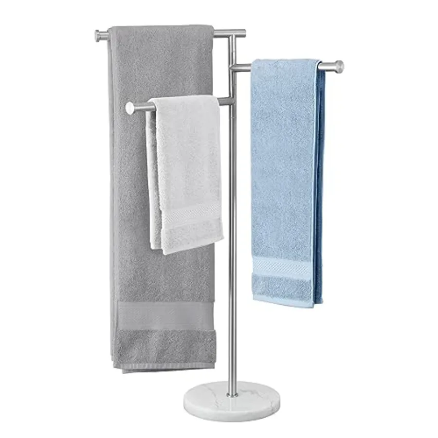

Напольная вешалка для полотенец для ванной комнаты с утяжеленным мраморным основанием, 40 дюймов, 3 поворотные перекладины, премиум-класс