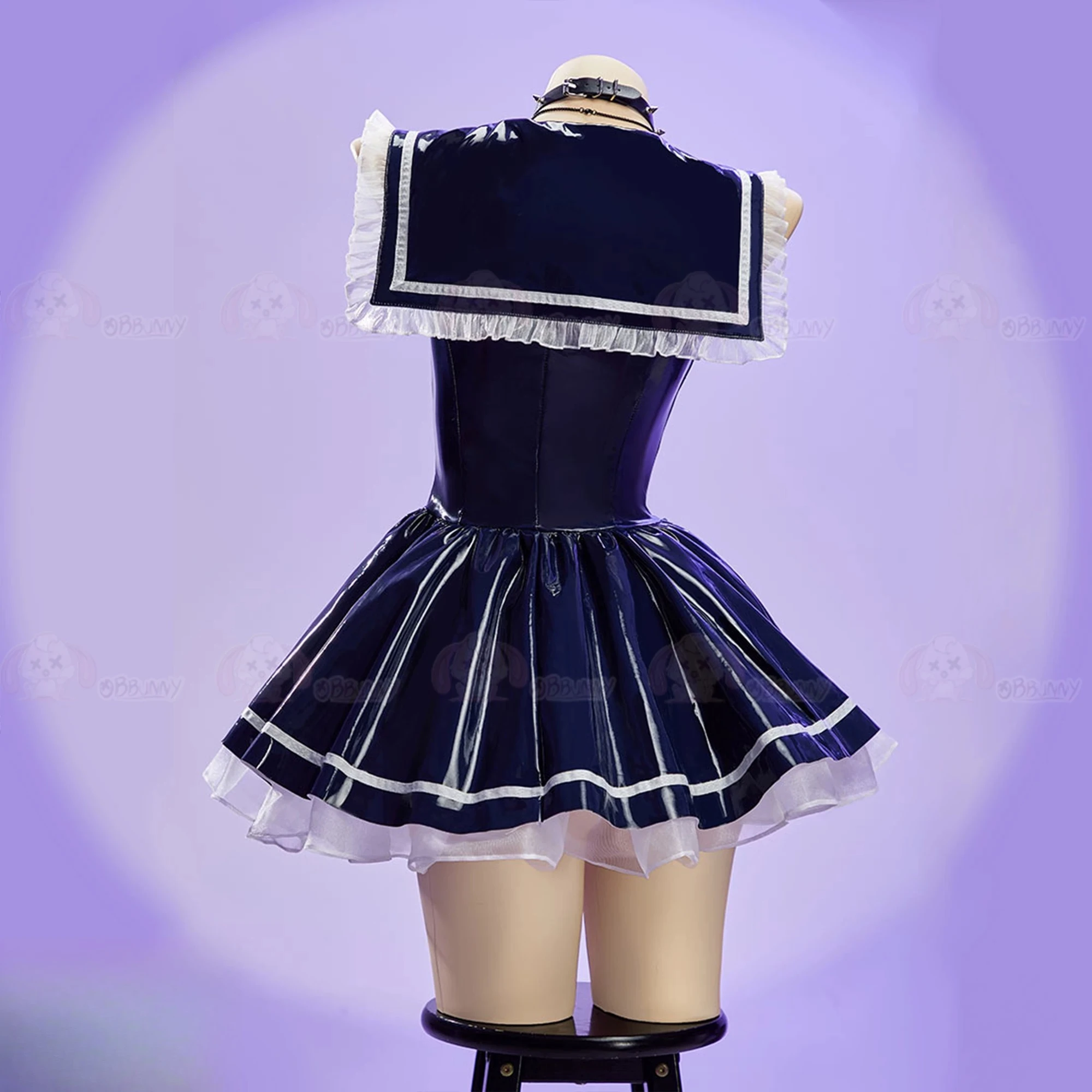 Original Design Navy Idol Cosplay Outfit PU Leather Sailor Dress Halloween Girls Costume Full Set Carnival Party Dress AniMuse view 5