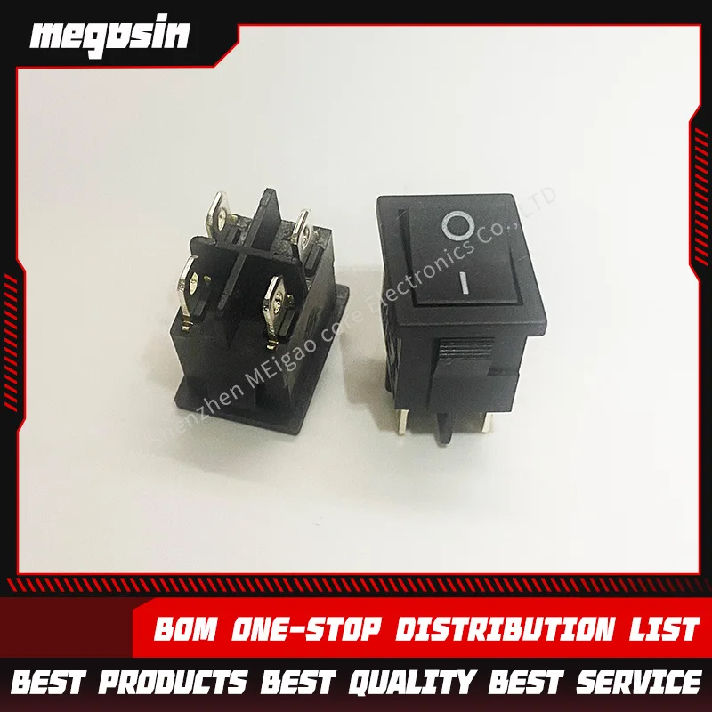 5PCS/LOT Boat-shaped switch KCD1-104 four-pin two-speed rock-top power switch 10A 250V large current 15*21mm