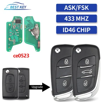 BEST KEY Zmodyfikowany zdalny kluczyk samochodowy ASK/FSK 433Mhz ID46 do Peugeot 207 308 307 407 607 807 do Citroen C2 C3 C4 Ce0523 2\3BT