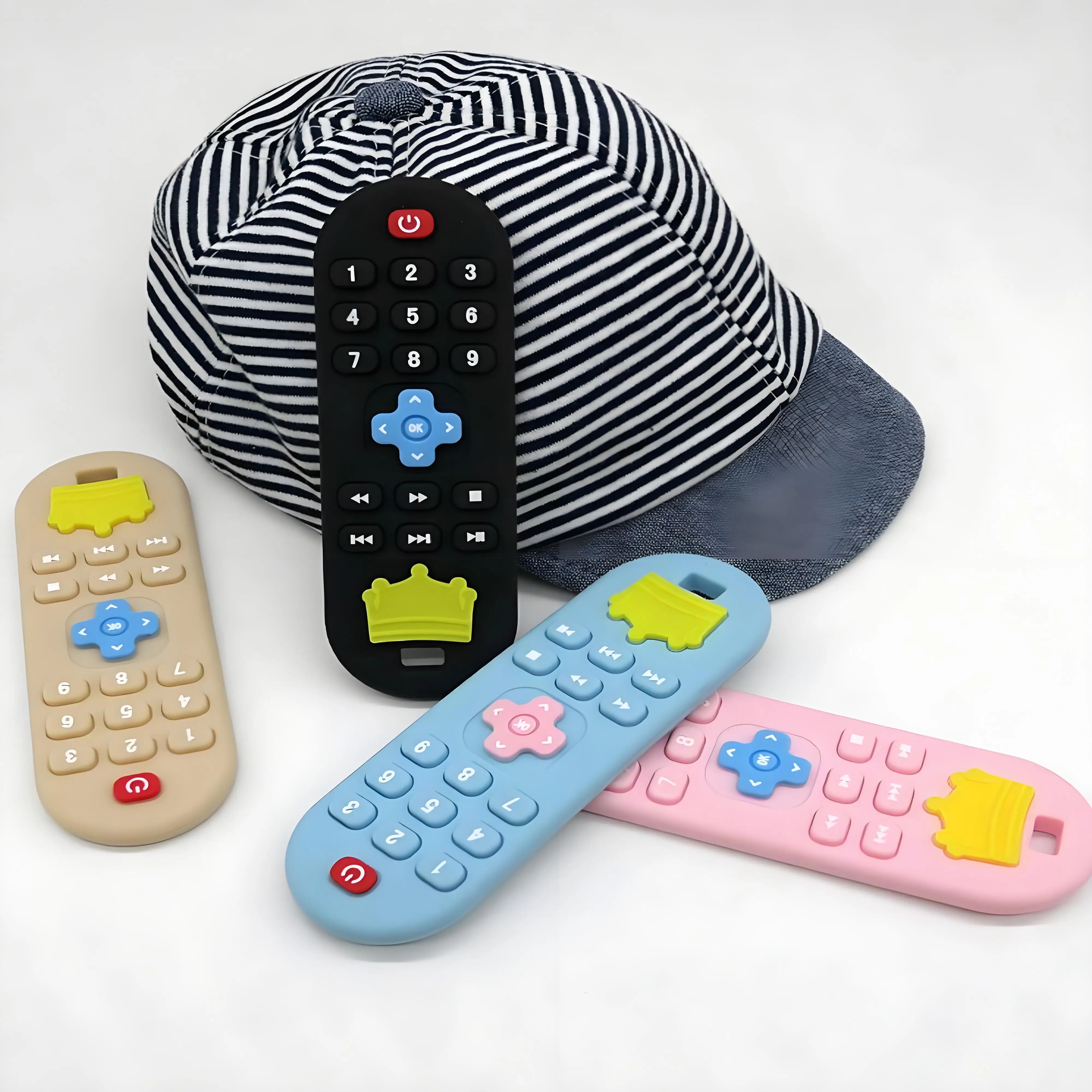 1/2/4PCS Baby Crown Remote Control Shape Silicone Teething Toys Cute Fun Toddler Teether For Teething Baby Daily Use